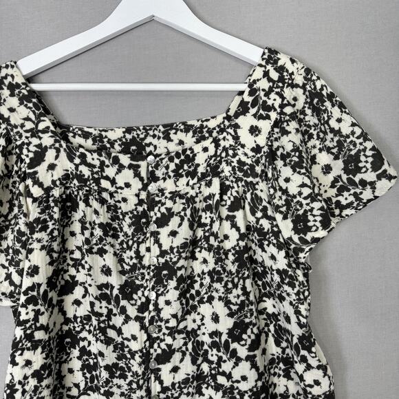 Rails Magnolia Cameo Floral Top Womens Small Black Button Front Gauze Shirt Boho - Picture 2 of 11